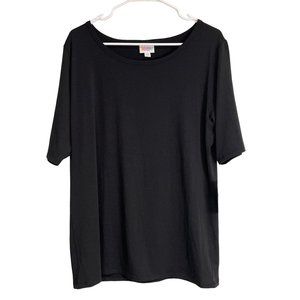 LuLaRoe Noir Collection Gigi Womens Short Sleeve Black Top Plus Size 3XL